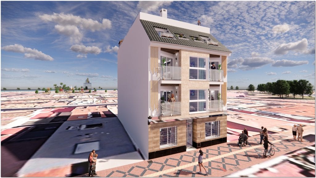 Exterior de un edificio de obra nueva en Fuengirola, imagen orientativa